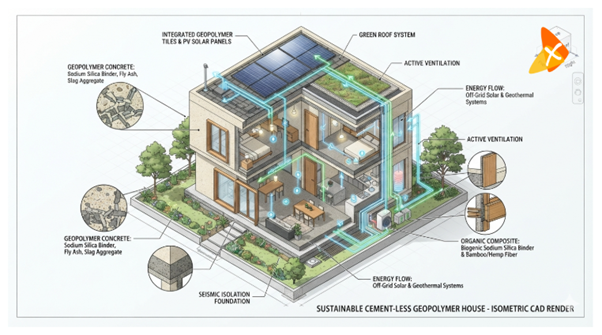 The Future of Sustainable Development: Cement-Less Geopolymer Living